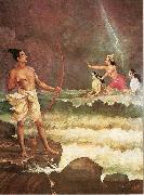 Raja Ravi Varma Sri Rama Vanquishing the Sea oil painting artist